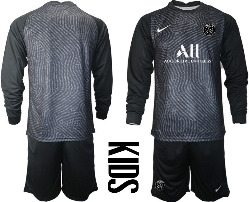 Youth 2020-2021 club Paris St German black long sleeve goalkeeper Soccer Jerseys